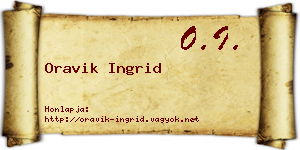 Oravik Ingrid névjegykártya
